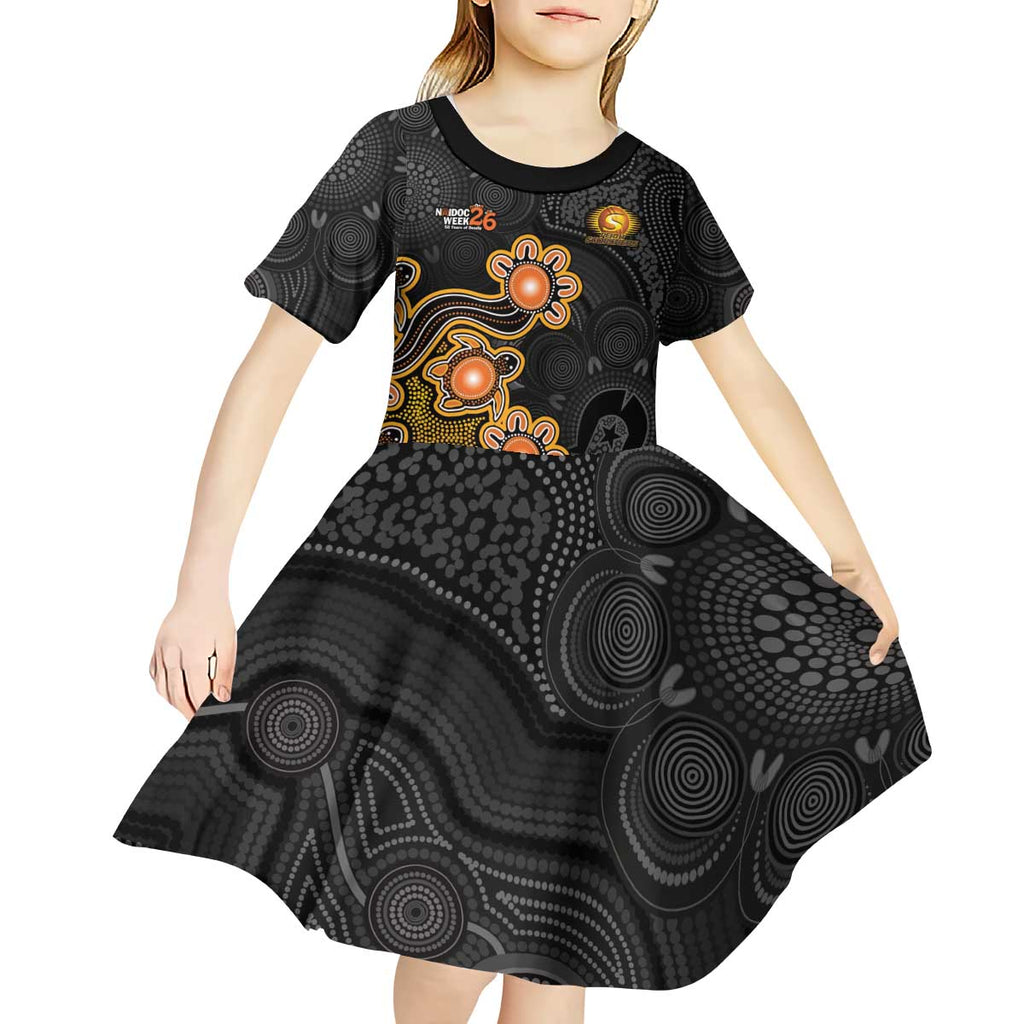 Personalised Perth Scorchers NAIDOC Week 2026 Kid Short Sleeve Dress Sea Turtles Aboriginal Art