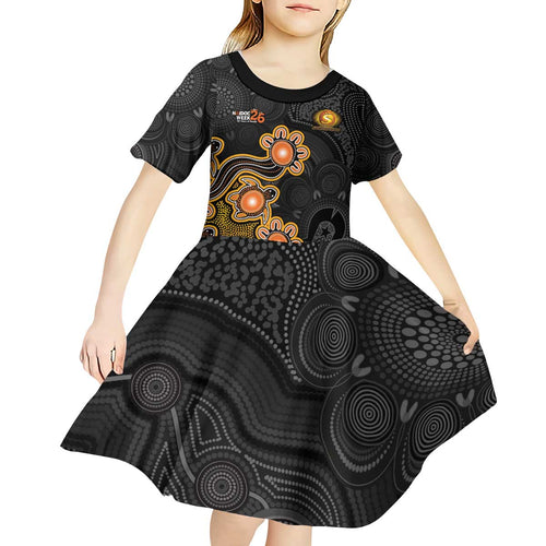 Personalised Perth Scorchers NAIDOC Week 2026 Kid Short Sleeve Dress Sea Turtles Aboriginal Art