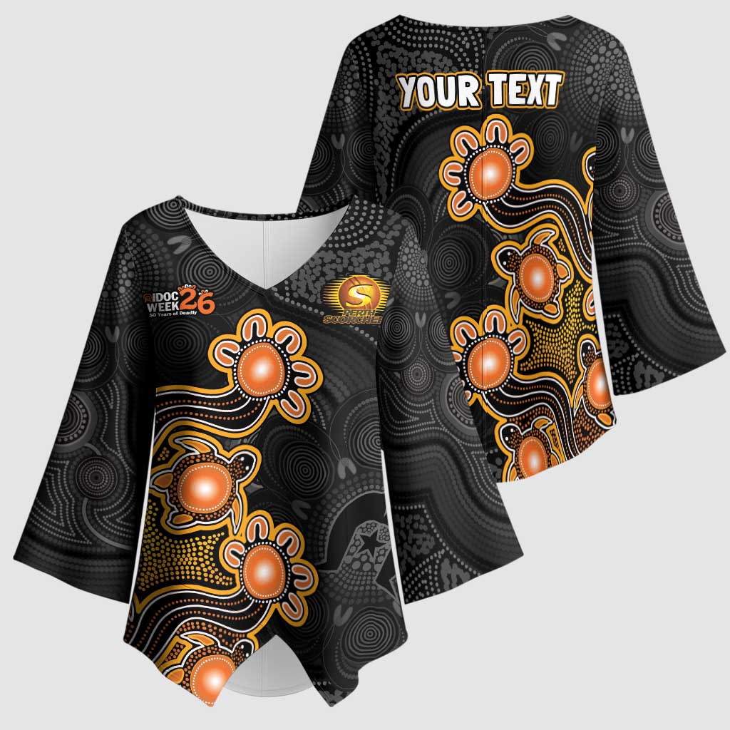 Personalised Perth Scorchers NAIDOC Week 2026 Kimono Sleeve Blouse Sea Turtles Aboriginal Art