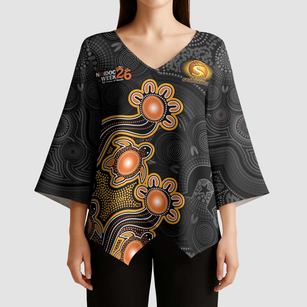 Personalised Perth Scorchers NAIDOC Week 2026 Kimono Sleeve Blouse Sea Turtles Aboriginal Art