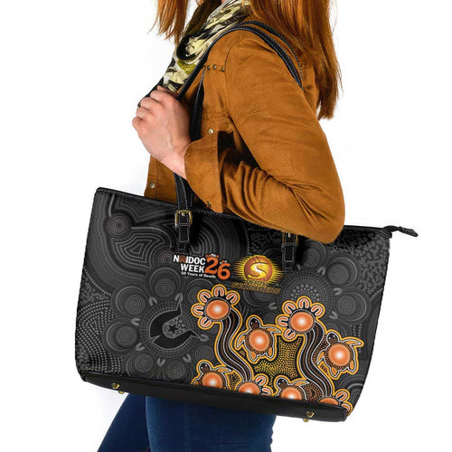 Perth Scorchers NAIDOC Week 2026 Leather Tote Bag Sea Turtles Aboriginal Art