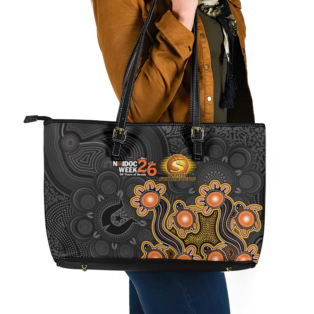 Perth Scorchers NAIDOC Week 2026 Leather Tote Bag Sea Turtles Aboriginal Art