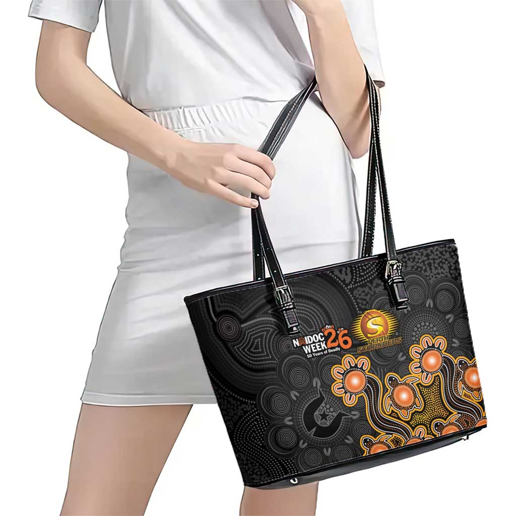 Perth Scorchers NAIDOC Week 2026 Leather Tote Bag Sea Turtles Aboriginal Art