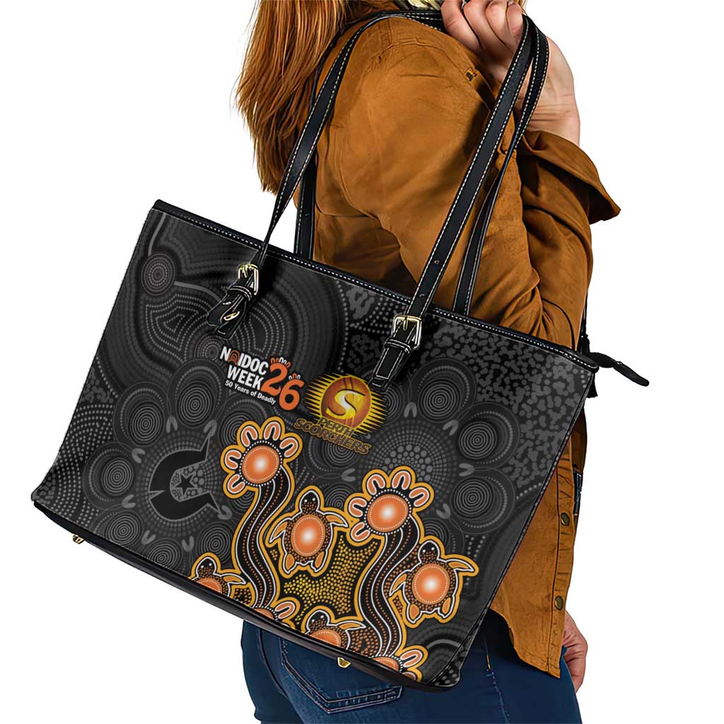 Perth Scorchers NAIDOC Week 2026 Leather Tote Bag Sea Turtles Aboriginal Art