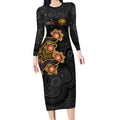 Personalised Perth Scorchers NAIDOC Week 2026 Long Sleeve Bodycon Dress Sea Turtles Aboriginal Art