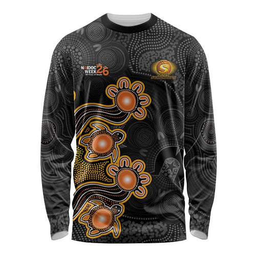 Personalised Perth Scorchers NAIDOC Week 2026 Long Sleeve Shirt Sea Turtles Aboriginal Art