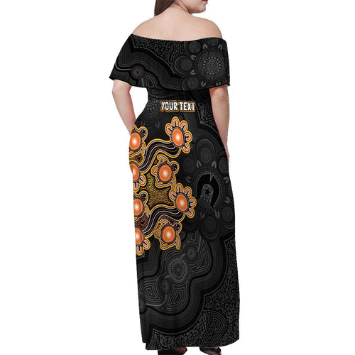 Personalised Perth Scorchers NAIDOC Week 2026 Off Shoulder Maxi Dress Sea Turtles Aboriginal Art