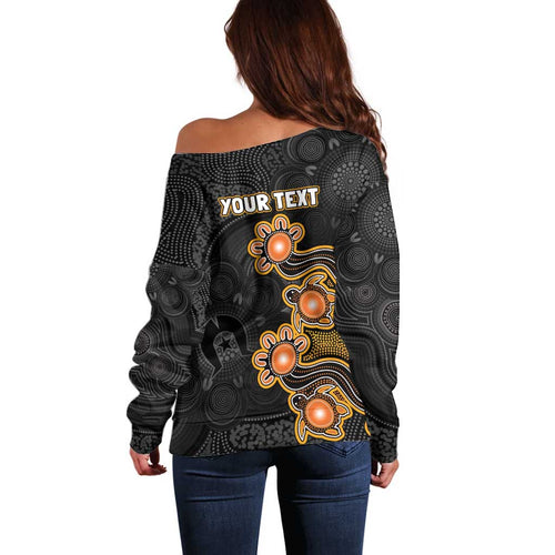 Personalised Perth Scorchers NAIDOC Week 2026 Off Shoulder Sweater Sea Turtles Aboriginal Art