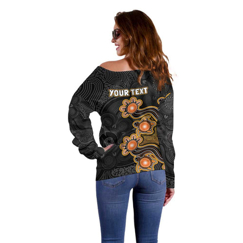 Personalised Perth Scorchers NAIDOC Week 2026 Off Shoulder Sweater Sea Turtles Aboriginal Art
