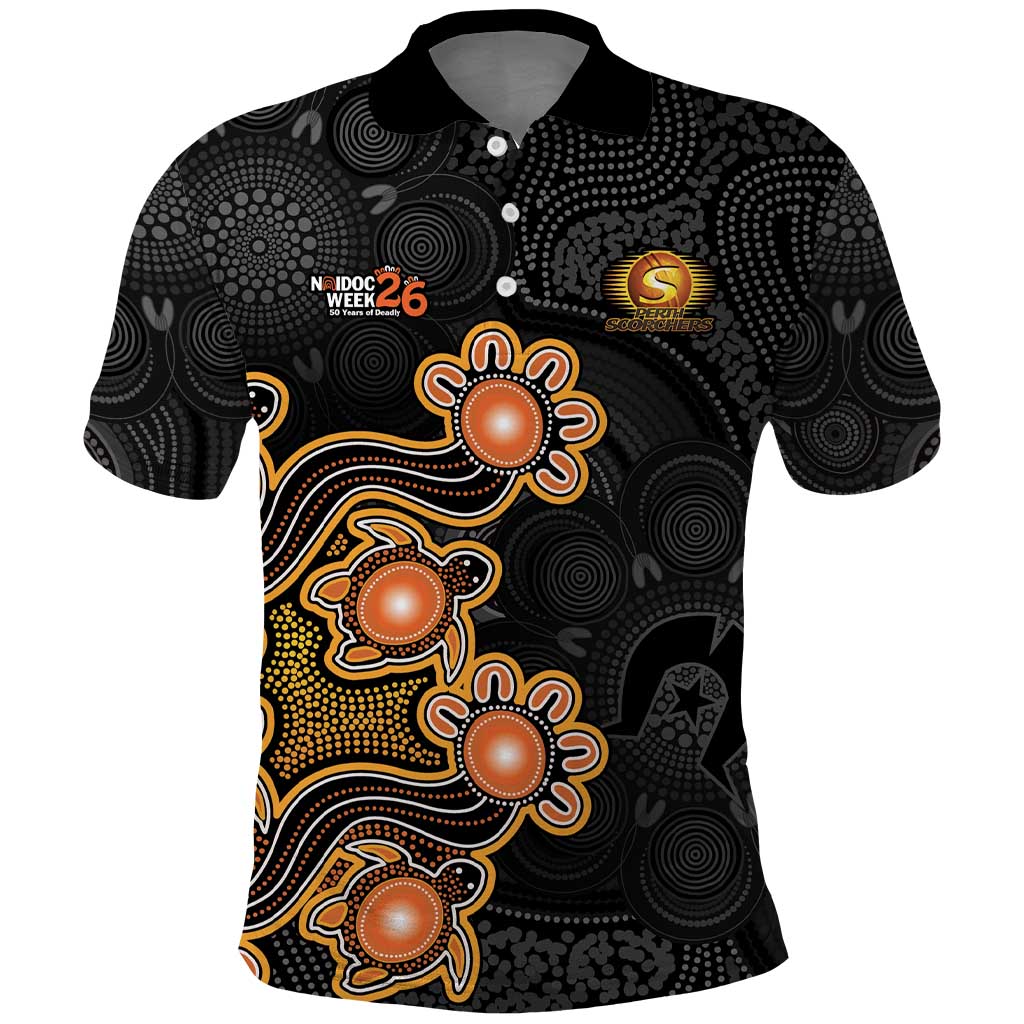 Personalised Perth Scorchers NAIDOC Week 2026 Polo Shirt Sea Turtles Aboriginal Art