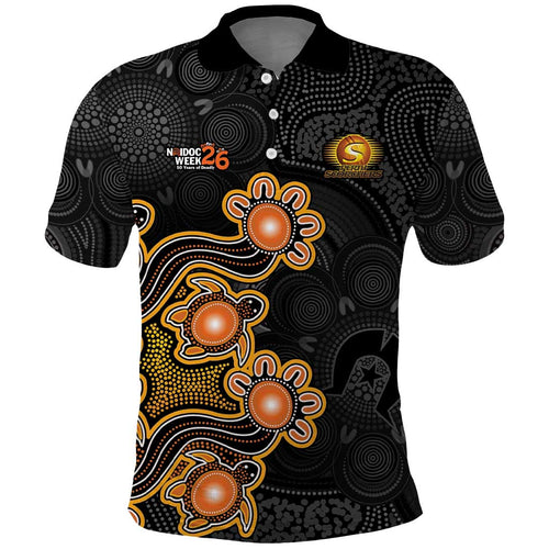 Personalised Perth Scorchers NAIDOC Week 2026 Polo Shirt Sea Turtles Aboriginal Art