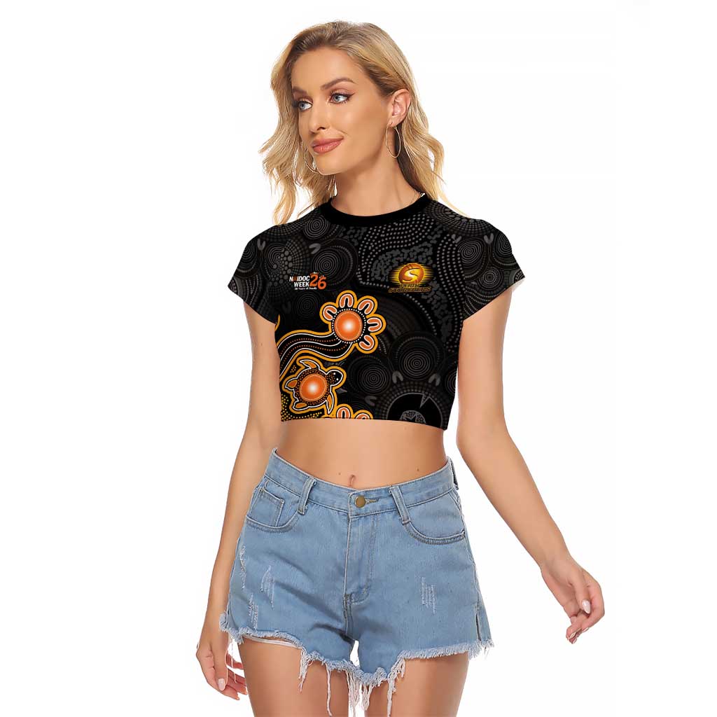 Personalised Perth Scorchers NAIDOC Week 2026 Raglan Cropped T Shirt Sea Turtles Aboriginal Art