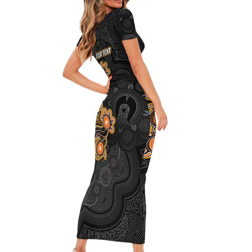 Personalised Perth Scorchers NAIDOC Week 2026 Short Sleeve Bodycon Dress Sea Turtles Aboriginal Art