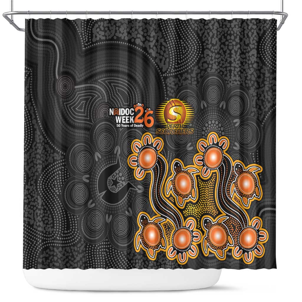 Perth Scorchers NAIDOC Week 2026 Shower Curtain Sea Turtles Aboriginal Art