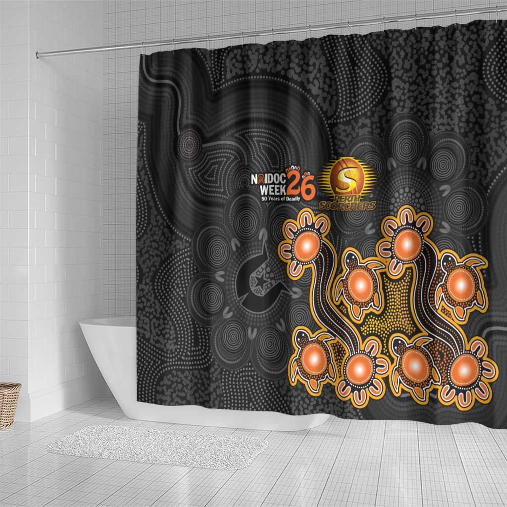 Perth Scorchers NAIDOC Week 2026 Shower Curtain Sea Turtles Aboriginal Art