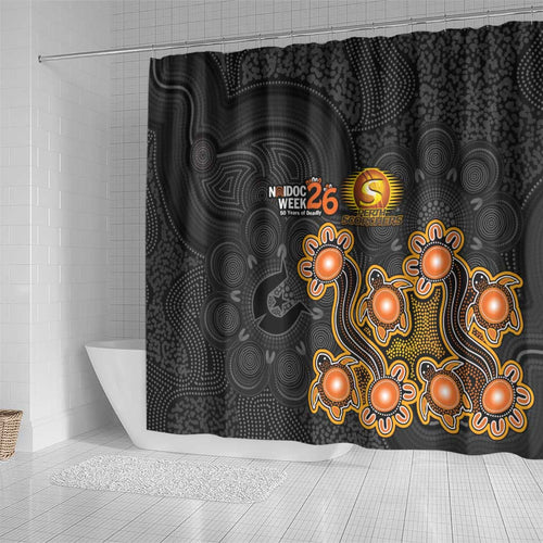 Perth Scorchers NAIDOC Week 2026 Shower Curtain Sea Turtles Aboriginal Art