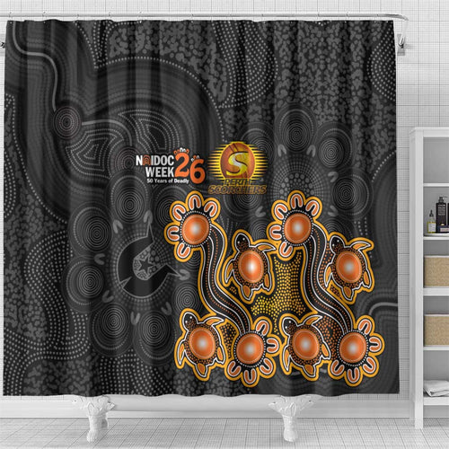 Perth Scorchers NAIDOC Week 2026 Shower Curtain Sea Turtles Aboriginal Art