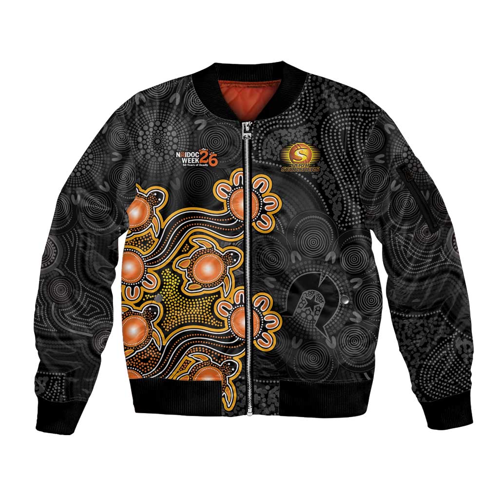 Personalised Perth Scorchers NAIDOC Week 2026 Sleeve Zip Bomber Jacket Sea Turtles Aboriginal Art