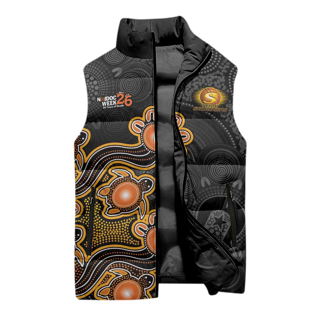 Personalised Perth Scorchers NAIDOC Week 2026 Sleeveless Puffer Jacket Sea Turtles Aboriginal Art