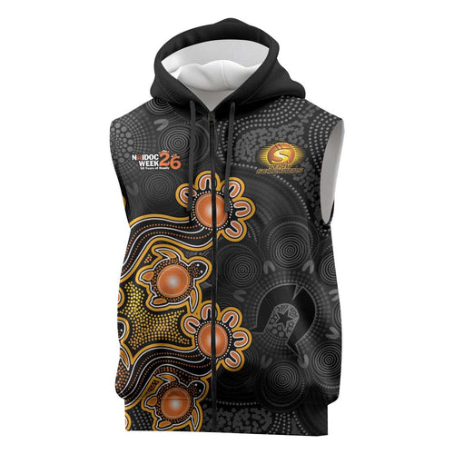 Personalised Perth Scorchers NAIDOC Week 2026 Sleeveless Zip Hoodie Sea Turtles Aboriginal Art
