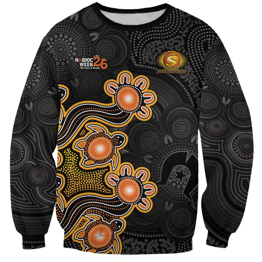 Personalised Perth Scorchers NAIDOC Week 2026 Sweatshirt Sea Turtles Aboriginal Art