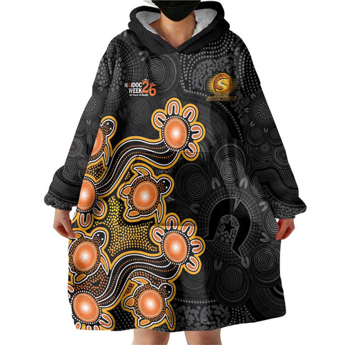 Personalised Perth Scorchers NAIDOC Week 2026 Wearable Blanket Hoodie Sea Turtles Aboriginal Art