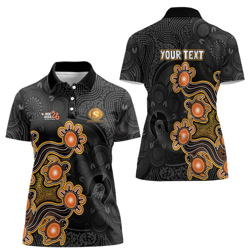 Personalised Perth Scorchers NAIDOC Week 2026 Women Polo Shirt Sea Turtles Aboriginal Art