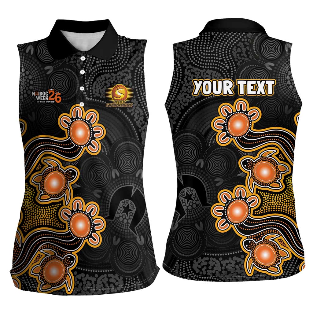 Personalised Perth Scorchers NAIDOC Week 2026 Women Sleeveless Polo Shirt Sea Turtles Aboriginal Art