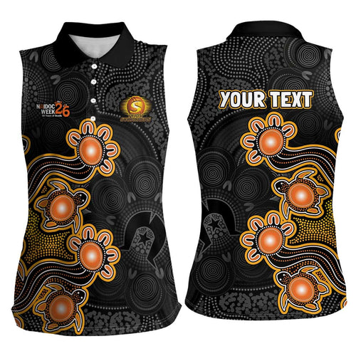 Personalised Perth Scorchers NAIDOC Week 2026 Women Sleeveless Polo Shirt Sea Turtles Aboriginal Art