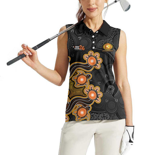 Personalised Perth Scorchers NAIDOC Week 2026 Women Sleeveless Polo Shirt Sea Turtles Aboriginal Art