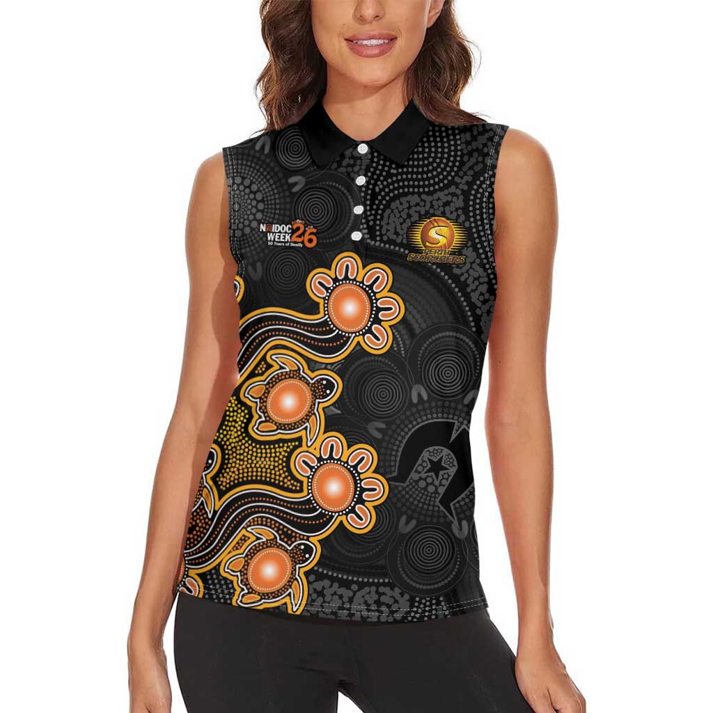 Personalised Perth Scorchers NAIDOC Week 2026 Women Sleeveless Polo Shirt Sea Turtles Aboriginal Art