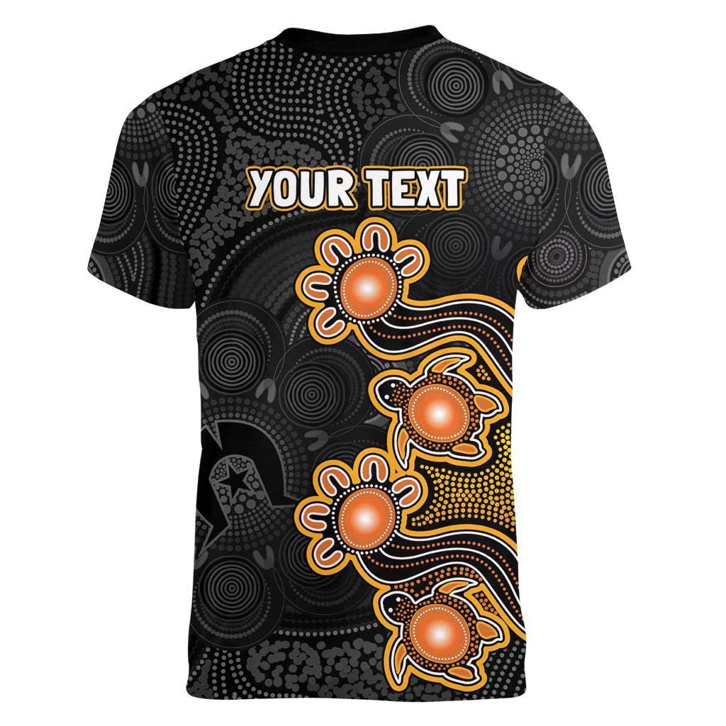 Personalised Perth Scorchers NAIDOC Week 2026 Women V-Neck T-Shirt Sea Turtles Aboriginal Art