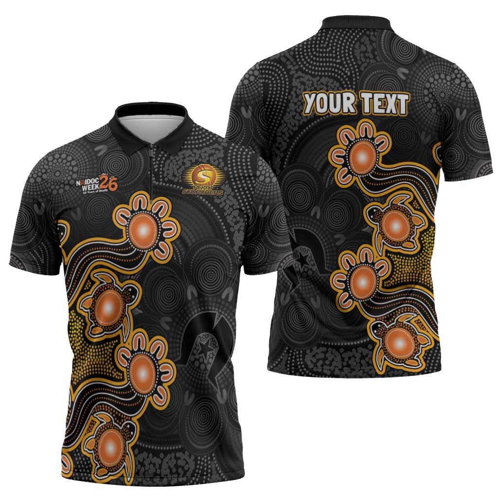 Personalised Perth Scorchers NAIDOC Week 2026 Zipper Polo Shirt Sea Turtles Aboriginal Art