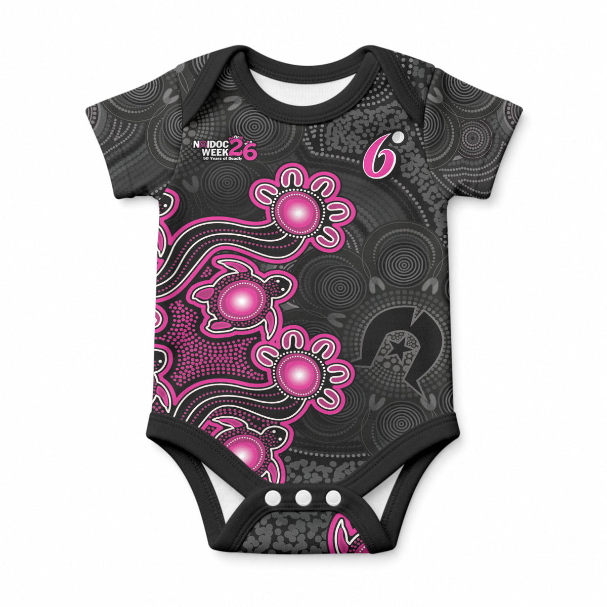 Personalised Sydney Sixers NAIDOC Week 2026 Baby Onesie Sea Turtles Aboriginal Art