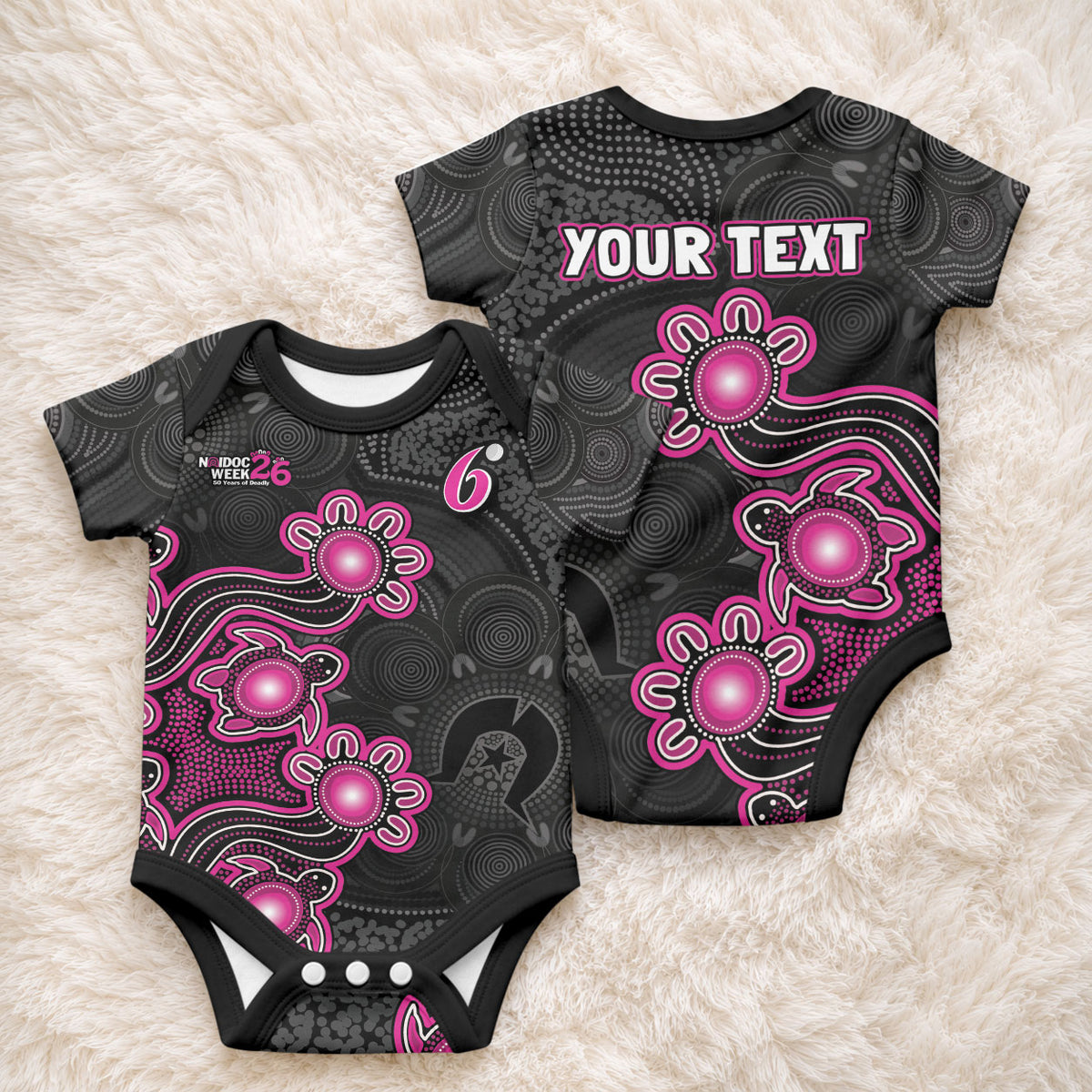 Personalised Sydney Sixers NAIDOC Week 2026 Baby Onesie Sea Turtles Aboriginal Art