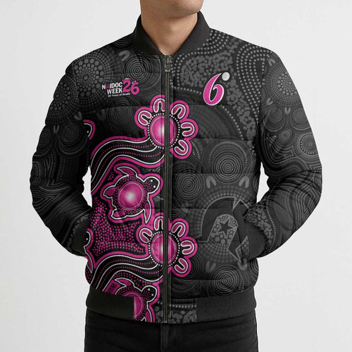 Personalised Sydney Sixers NAIDOC Week 2026 Bomber Puffer Jacket Sea Turtles Aboriginal Art