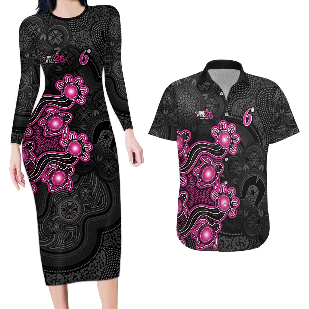 Personalised Sydney Sixers NAIDOC Week 2026 Couples Matching Long Sleeve Bodycon Dress and Hawaiian Shirt Sea Turtles Aboriginal Art