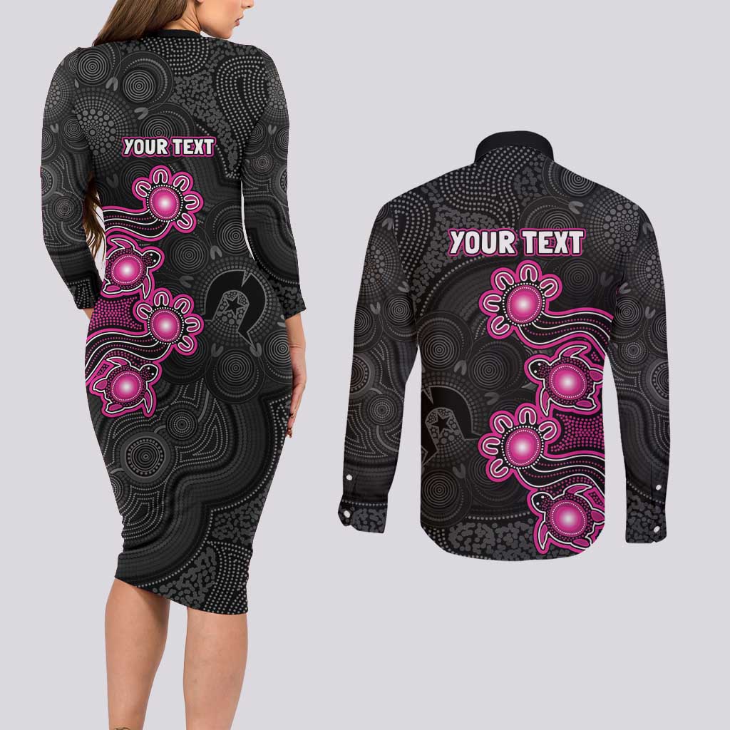 Personalised Sydney Sixers NAIDOC Week 2026 Couples Matching Long Sleeve Bodycon Dress and Long Sleeve Button Shirt Sea Turtles Aboriginal Art