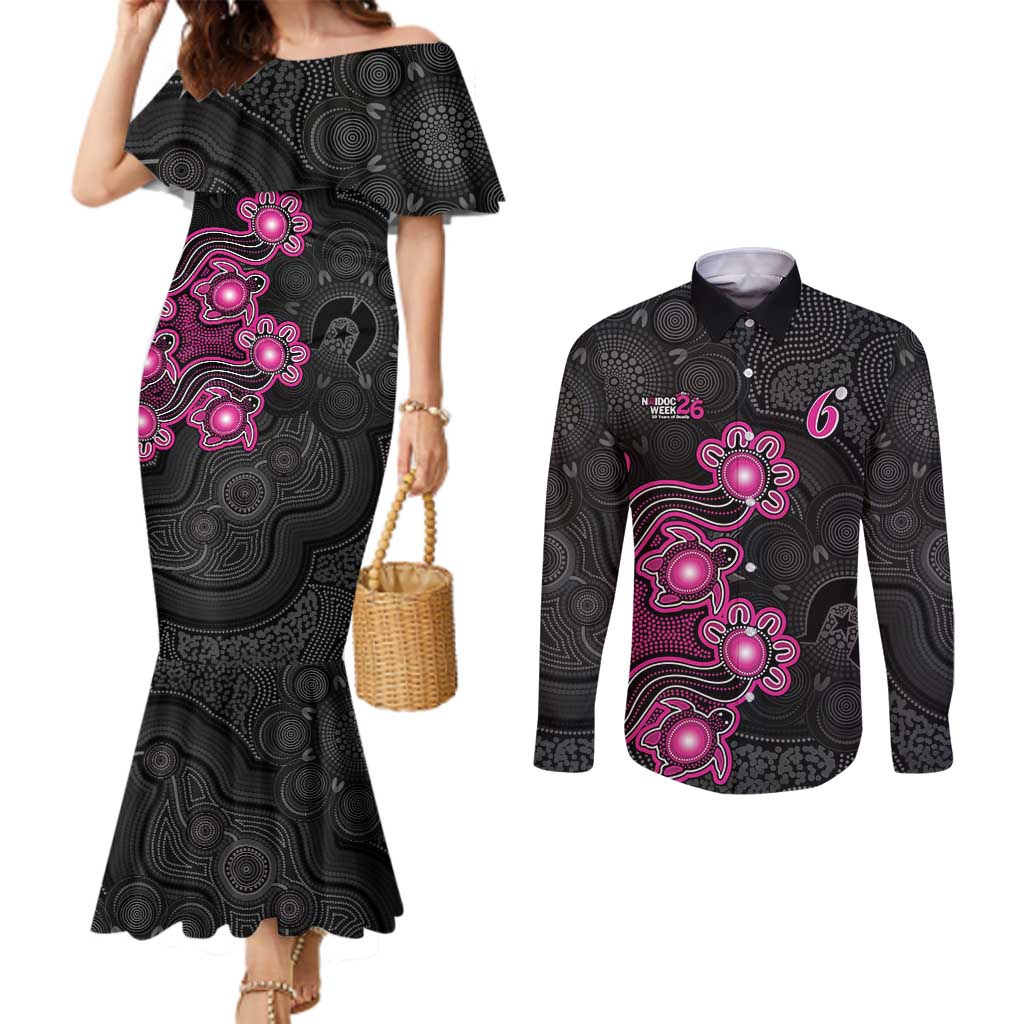 Personalised Sydney Sixers NAIDOC Week 2026 Couples Matching Mermaid Dress and Long Sleeve Button Shirt Sea Turtles Aboriginal Art