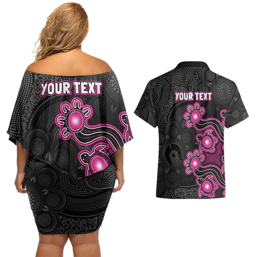 Personalised Sydney Sixers NAIDOC Week 2026 Couples Matching Off Shoulder Short Dress and Hawaiian Shirt Sea Turtles Aboriginal Art