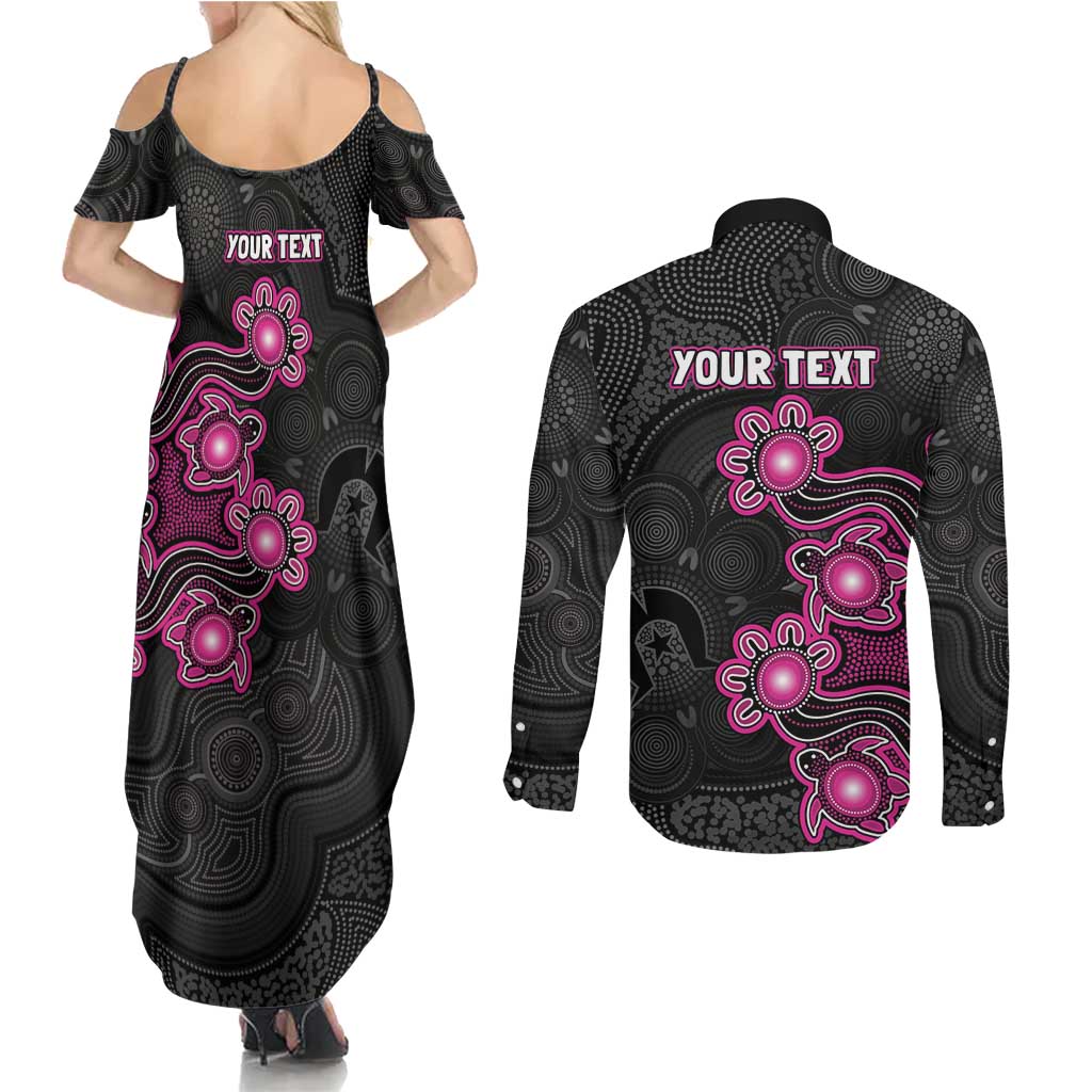 Personalised Sydney Sixers NAIDOC Week 2026 Couples Matching Summer Maxi Dress and Long Sleeve Button Shirt Sea Turtles Aboriginal Art