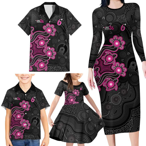 Personalised Sydney Sixers NAIDOC Week 2026 Family Matching Long Sleeve Bodycon Dress and Hawaiian Shirt Sea Turtles Aboriginal Art