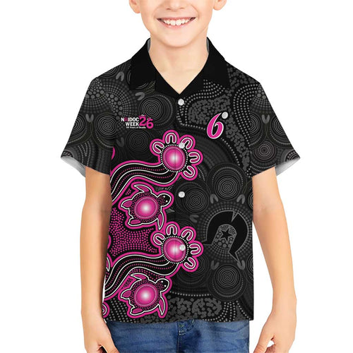 Personalised Sydney Sixers NAIDOC Week 2026 Family Matching Long Sleeve Bodycon Dress and Hawaiian Shirt Sea Turtles Aboriginal Art