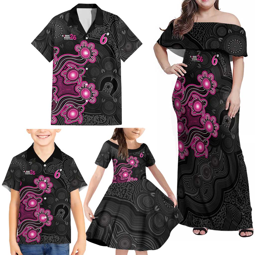 Personalised Sydney Sixers NAIDOC Week 2026 Family Matching Off Shoulder Maxi Dress and Hawaiian Shirt Sea Turtles Aboriginal Art