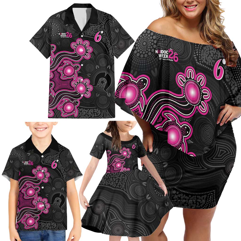 Personalised Sydney Sixers NAIDOC Week 2026 Family Matching Off Shoulder Short Dress and Hawaiian Shirt Sea Turtles Aboriginal Art