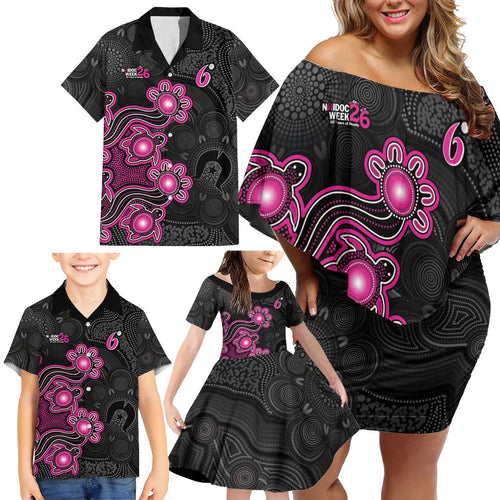 Personalised Sydney Sixers NAIDOC Week 2026 Family Matching Off Shoulder Short Dress and Hawaiian Shirt Sea Turtles Aboriginal Art