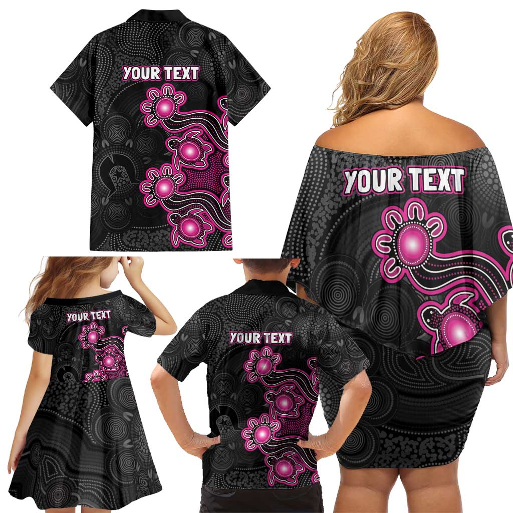 Personalised Sydney Sixers NAIDOC Week 2026 Family Matching Off Shoulder Short Dress and Hawaiian Shirt Sea Turtles Aboriginal Art