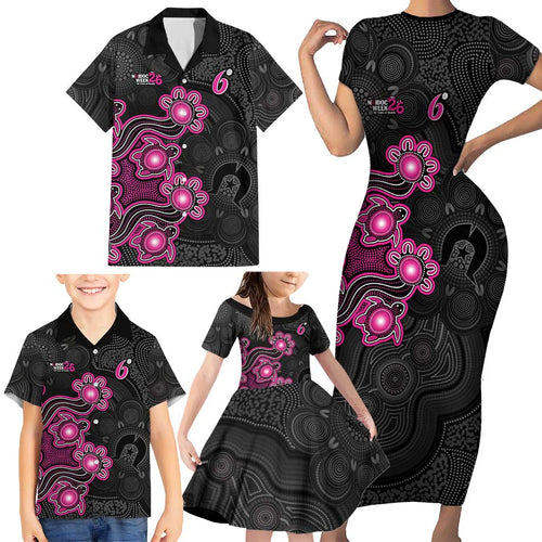Personalised Sydney Sixers NAIDOC Week 2026 Family Matching Short Sleeve Bodycon Dress and Hawaiian Shirt Sea Turtles Aboriginal Art