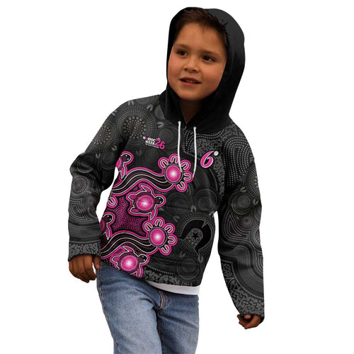 Personalised Sydney Sixers NAIDOC Week 2026 Kid Hoodie Sea Turtles Aboriginal Art