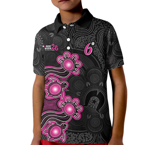 Personalised Sydney Sixers NAIDOC Week 2026 Kid Polo Shirt Sea Turtles Aboriginal Art